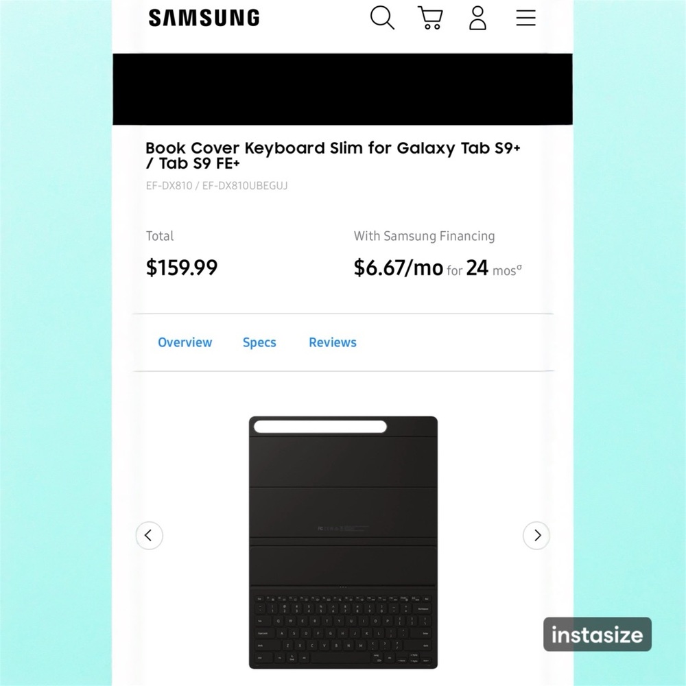 Samsung Black Book Cover Keyboard for Galaxy Tabs